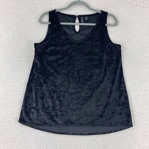 Cynthia Rowley Black Velvety V-Neck Tank Top Womens Sleeveless Pullover Size M